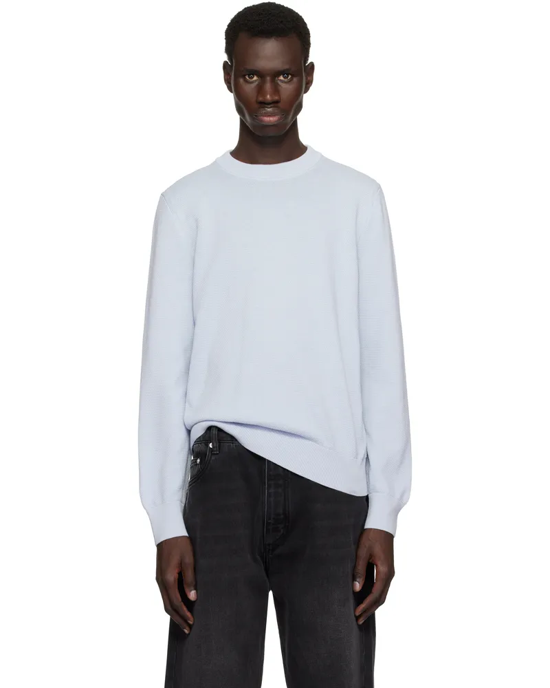 HUGO BOSS Blue Cotton Micro-Structured Sweater 454-light