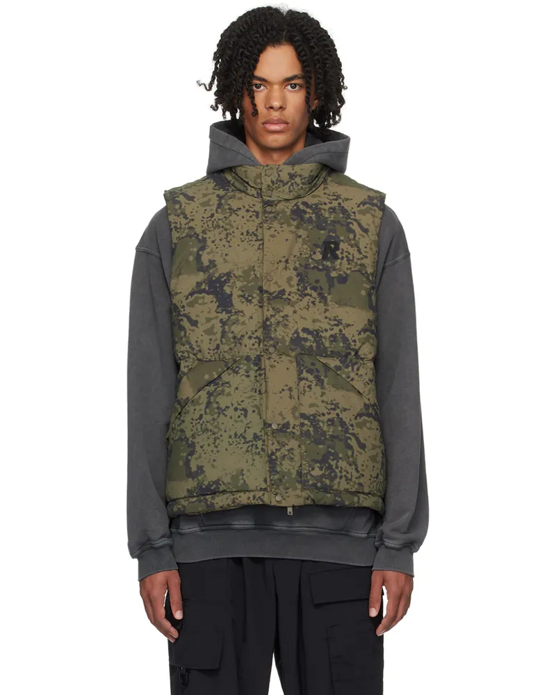 REPRESENT Green Patch Down Vest Camo