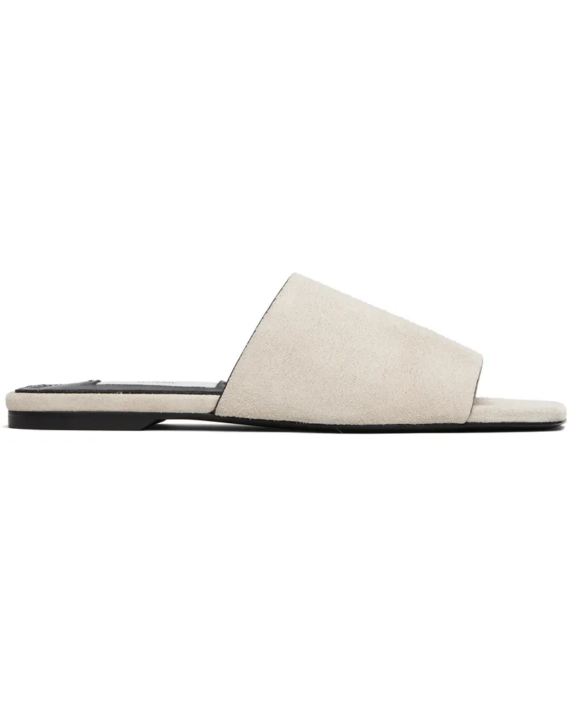 Totême Gray Velour-Leather Bandeau Sandals Pearl