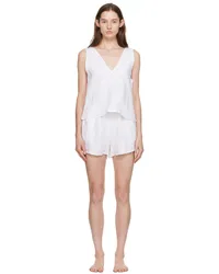 Deiji Studios White 'The Two Tie' Tank Top & Shorts Set White