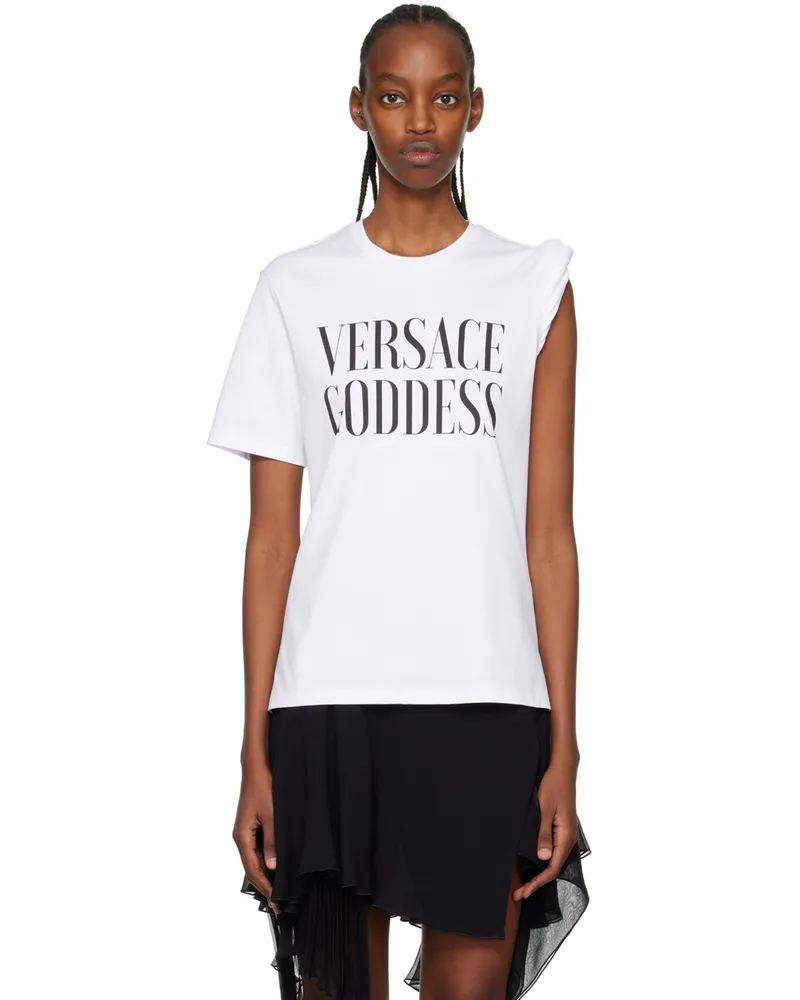 Versace White 'Goddess' Rolled T-Shirt 1w000