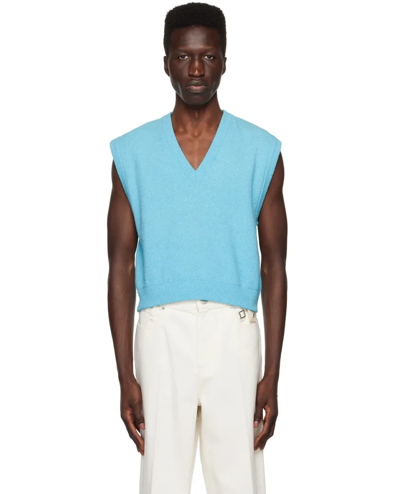 Wooyoungmi Blue V-Neck Vest Blue