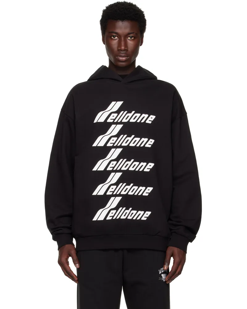WE 11 DONE Black Printed Hoodie Black