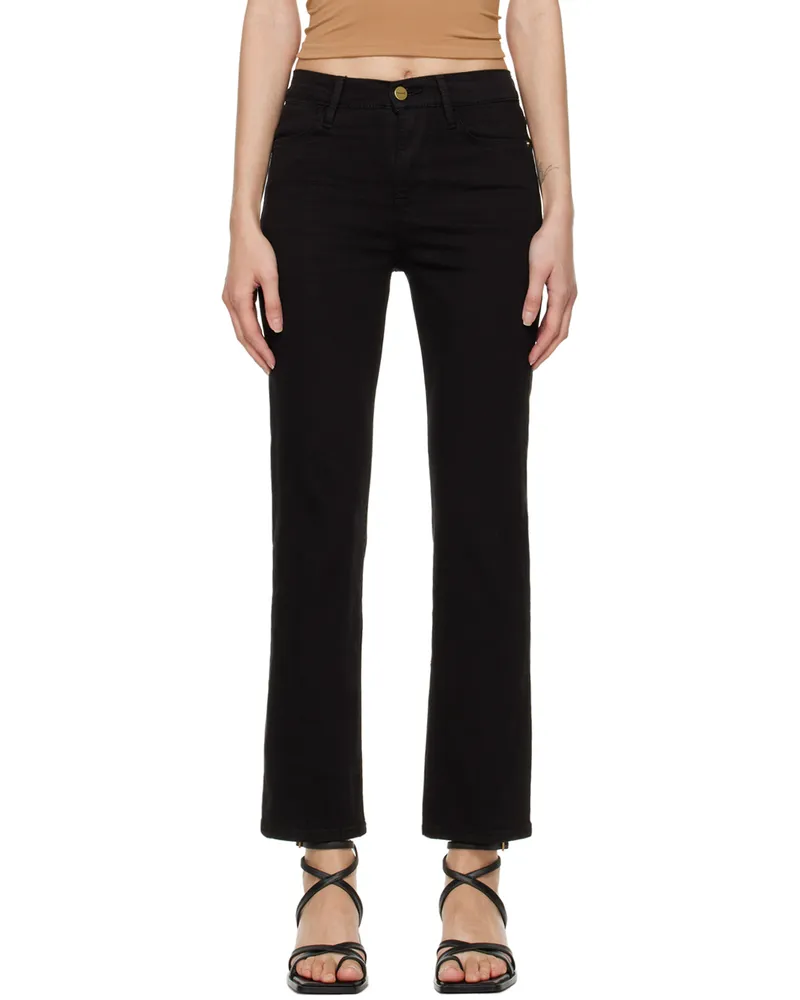 Frame Denim Black 'Le High Straight' Jeans Film