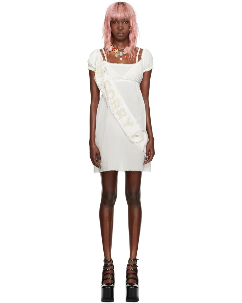 Petra Collins SSENSE Exclusive White Mimi Wade Edition Frayed Minidress White