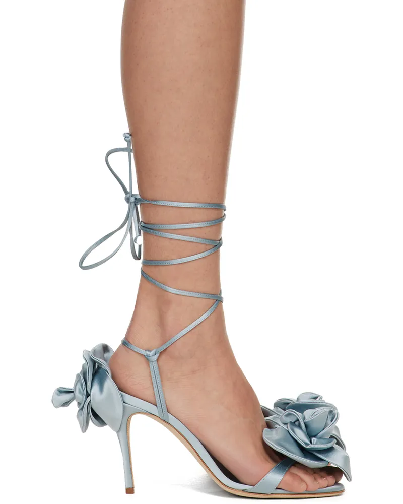 Magda Butrym Blue Double Flower Heeled Sandals Blue