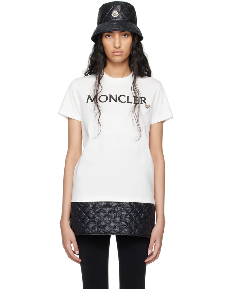 Moncler White Embroidered Logo T-Shirt 33