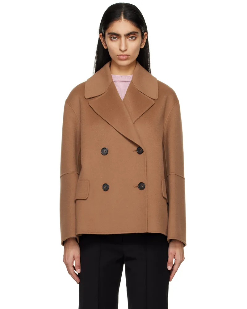 Max Mara Tan Double-Breasted Jacket 093
