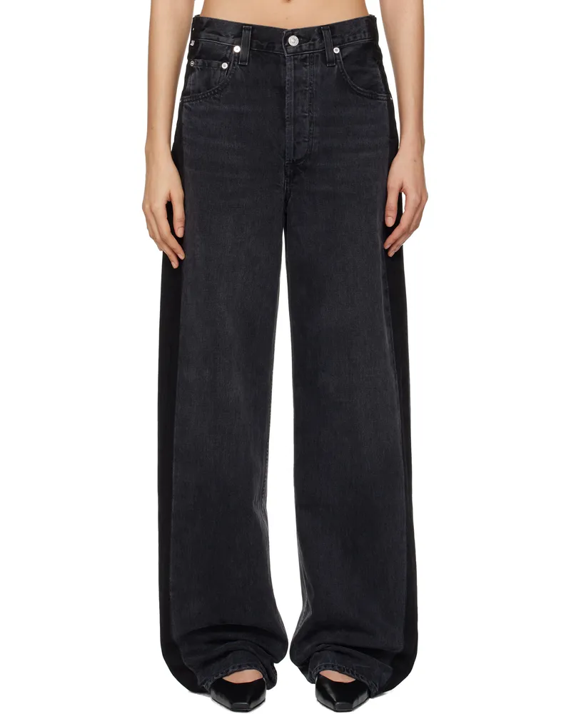 Citizens of humanity Black Ayla Baggy Tuxedo Stripe Jeans Black