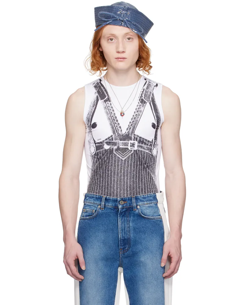 Jean Paul Gaultier White Trompe-L'œil Tank Top 0100-white
