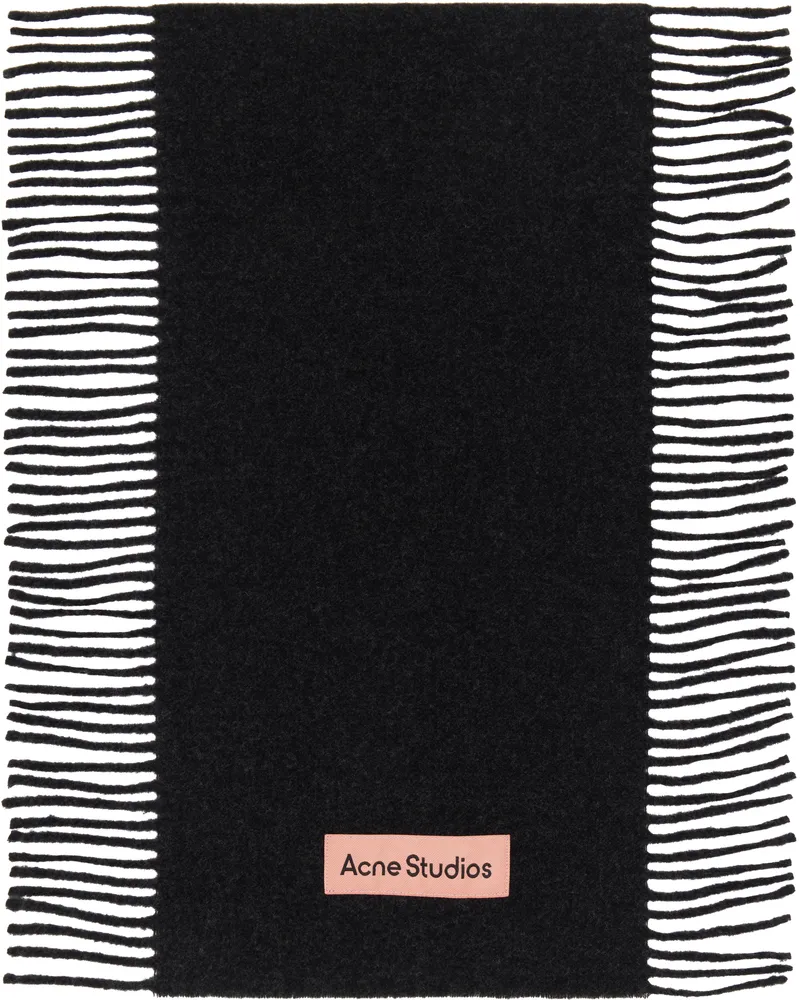 Acne Studios Black Fringe Wool Scarf 975
