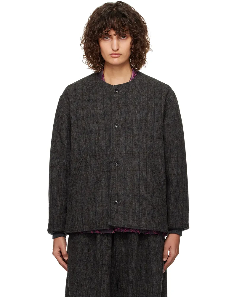 NEEDLES Gray Quilted Crew Neck Jacket A-charcoal