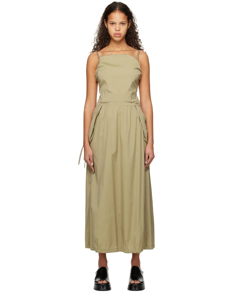 OPEN YY Khaki Gathered Maxi Dress Khaki