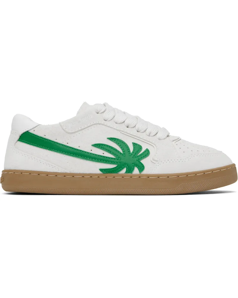 Palm Angels Off-White & Green New Palm 1 Suede Sneakers White