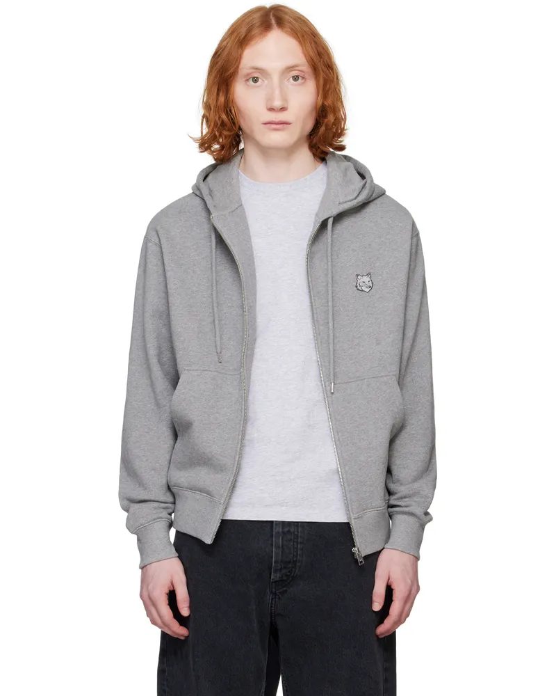Kitsuné Gray Bold Fox Head Comfort Zipped Hoodie H131