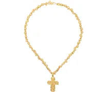 Gold VC028 Small Signature Cross Pendant Necklace