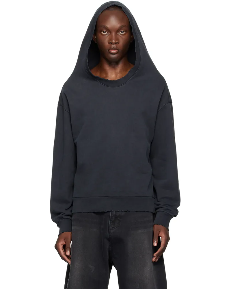 WE 11 DONE Black Wide Neck Hoodie Black