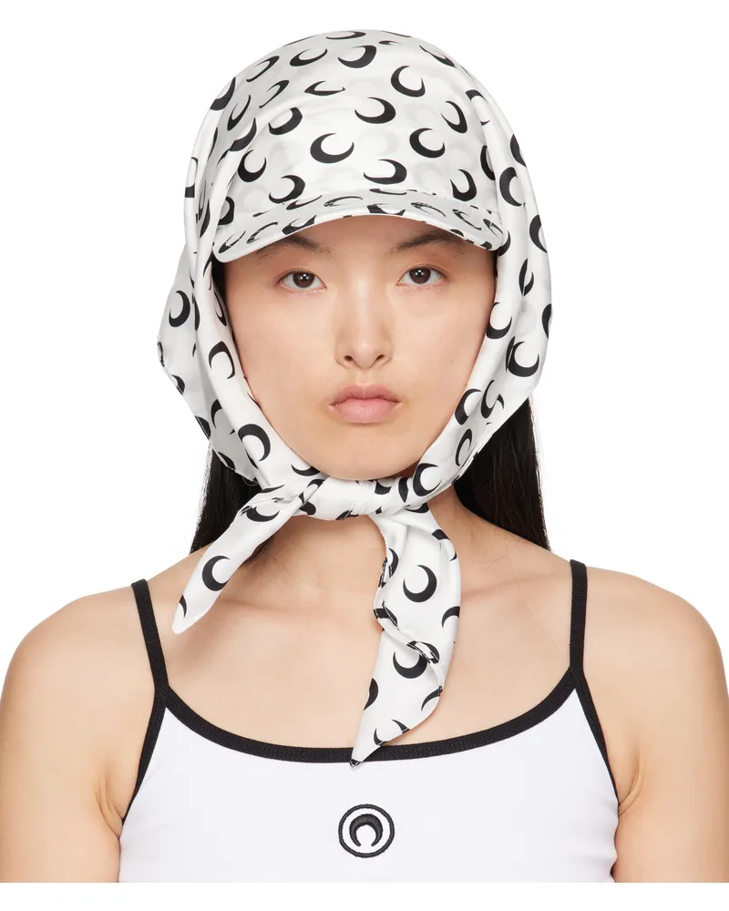Marine Serre SSENSE Exclusive White & Black Regenerated Silk Veiled Cap Wh00