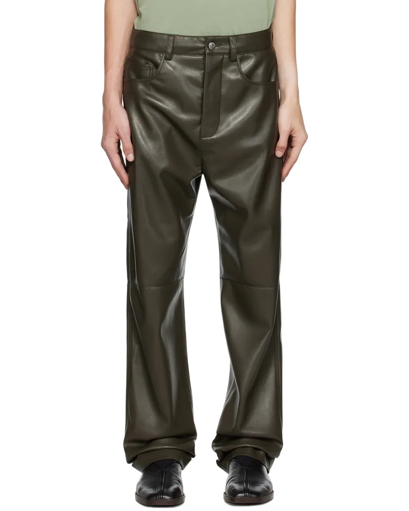 Nanushka Gray Aric Vegan Leather Pants Soil