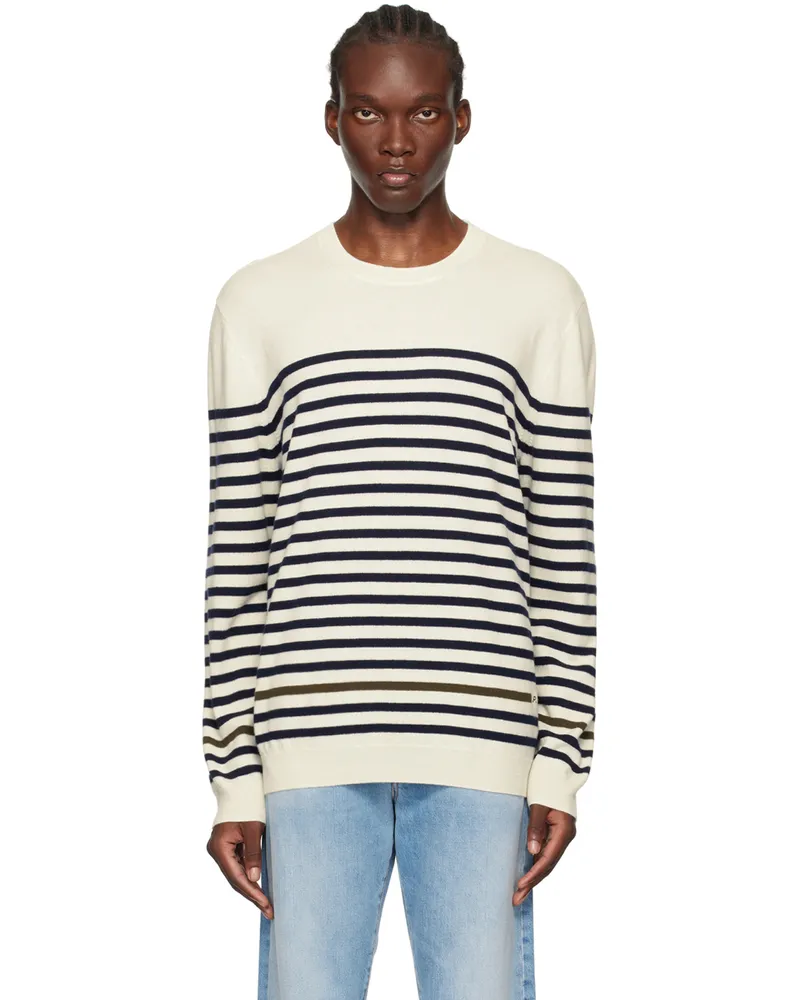 A.P.C. Off-White & Navy Bobby Sweater Aad