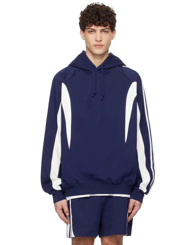 Y-3 Blue Cut Line Hoodie Blue