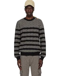 Balmain Black & Off-White Striped 'PB' Labyrinth Sweater Gfe