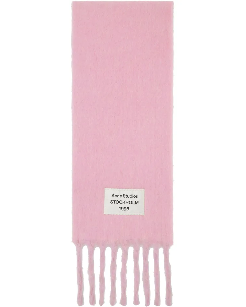 Acne Studios Pink & Purple Logo Label Fringed Scarf An4