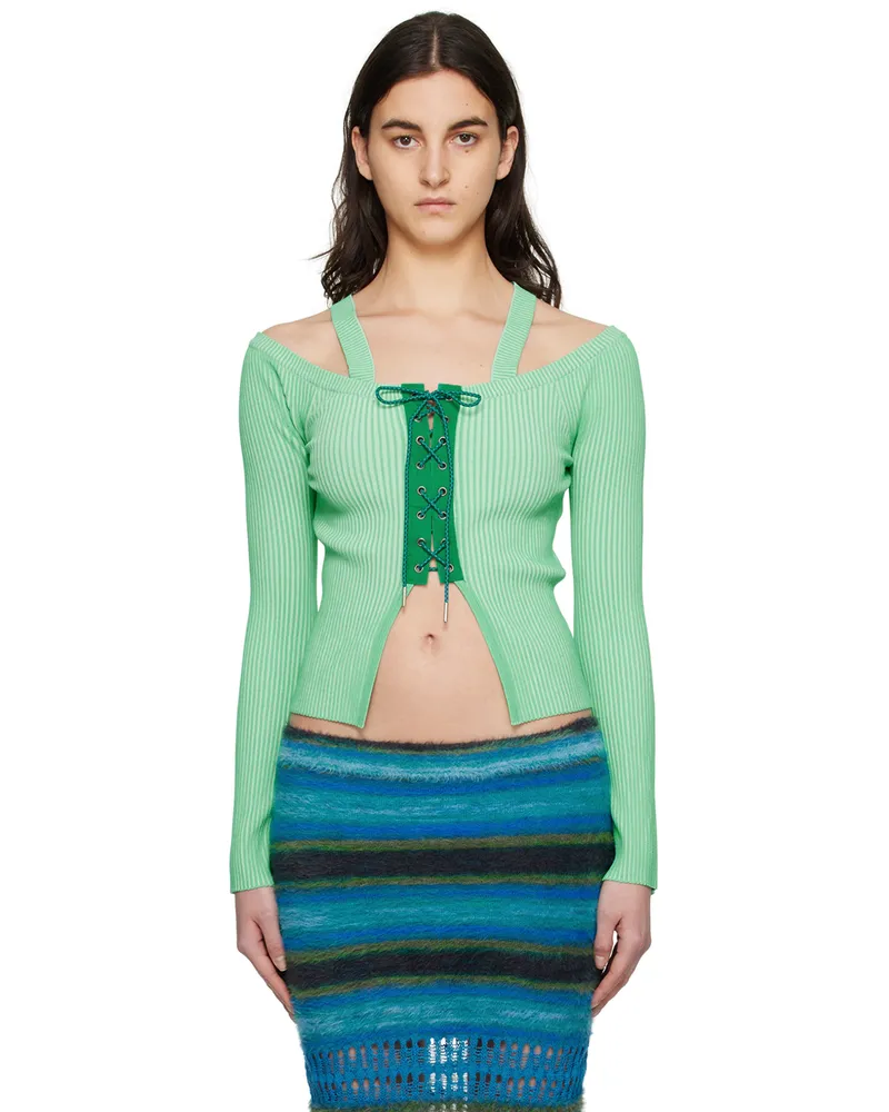 Andersson Bell Green Lace-Up Top Green