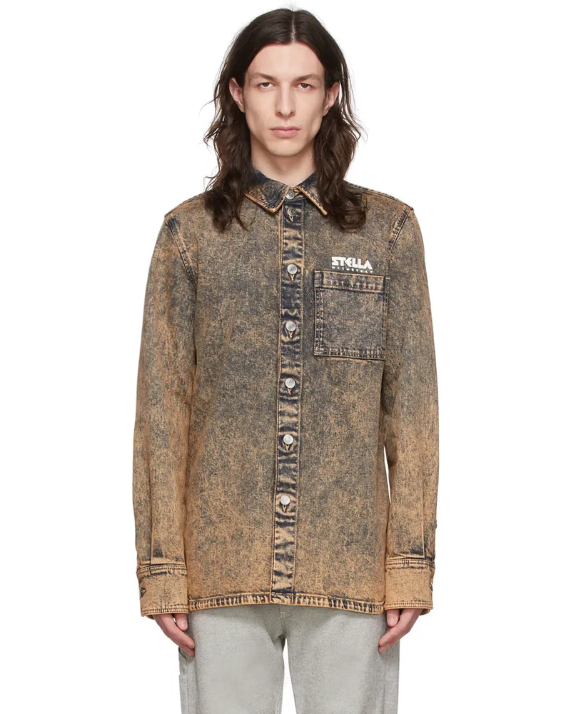 Stella McCartney Orange & Black Denim Shirt Marble