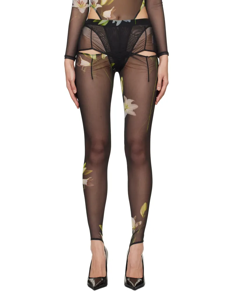 Puppets and Puppets Black Carly Leggings Lilies