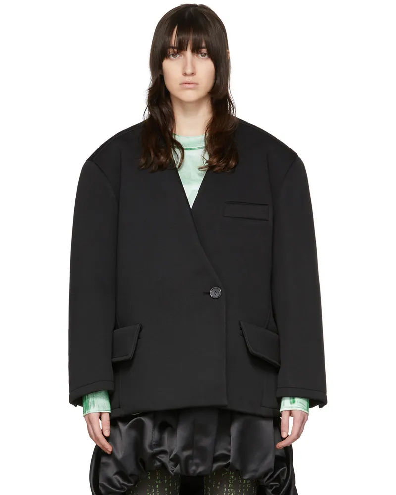 WE 11 DONE Black Polyester Blazer Black