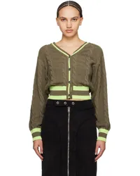 OPEN YY Khaki Heart & Cable Cardigan Khaki