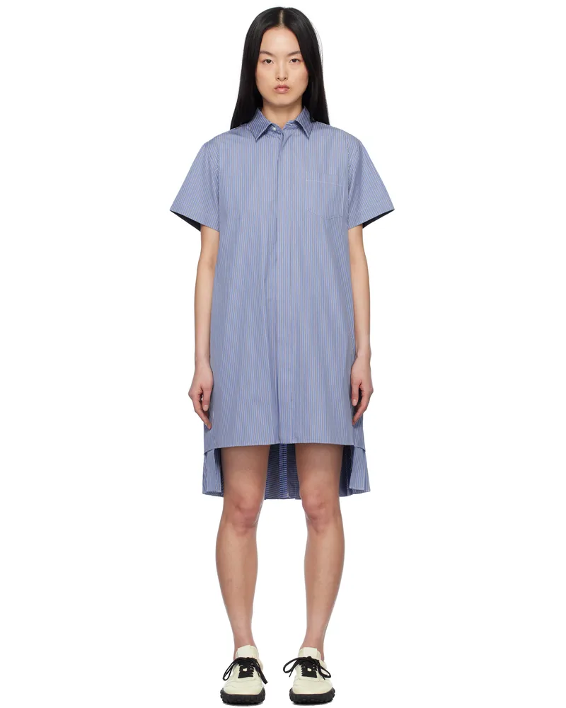 Sacai Blue Cotton Poplin Minidress 421