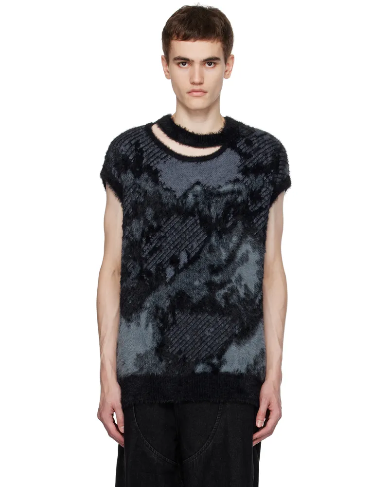 Feng Chen Wang Gray Landscape Painting Sweater Grey