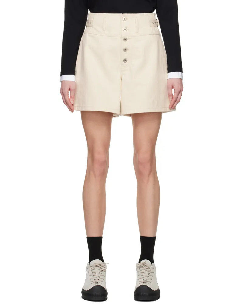 Jil Sander Off-White Pin-Buckle Denim Shorts 280
