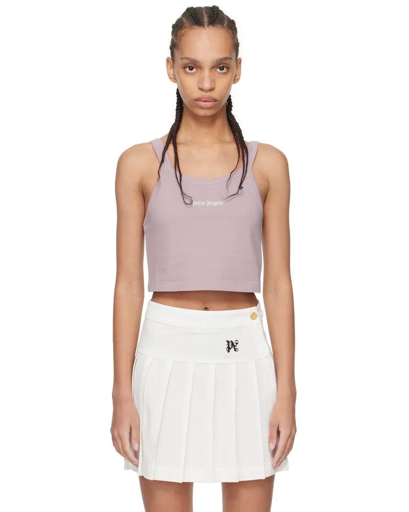 Palm Angels Purple Embroidered Tank Top Lilac