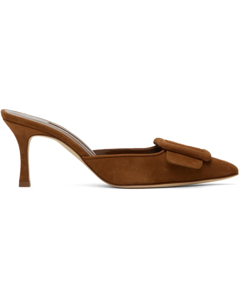 Manolo Blahnik Brown Maysale Mules 2107