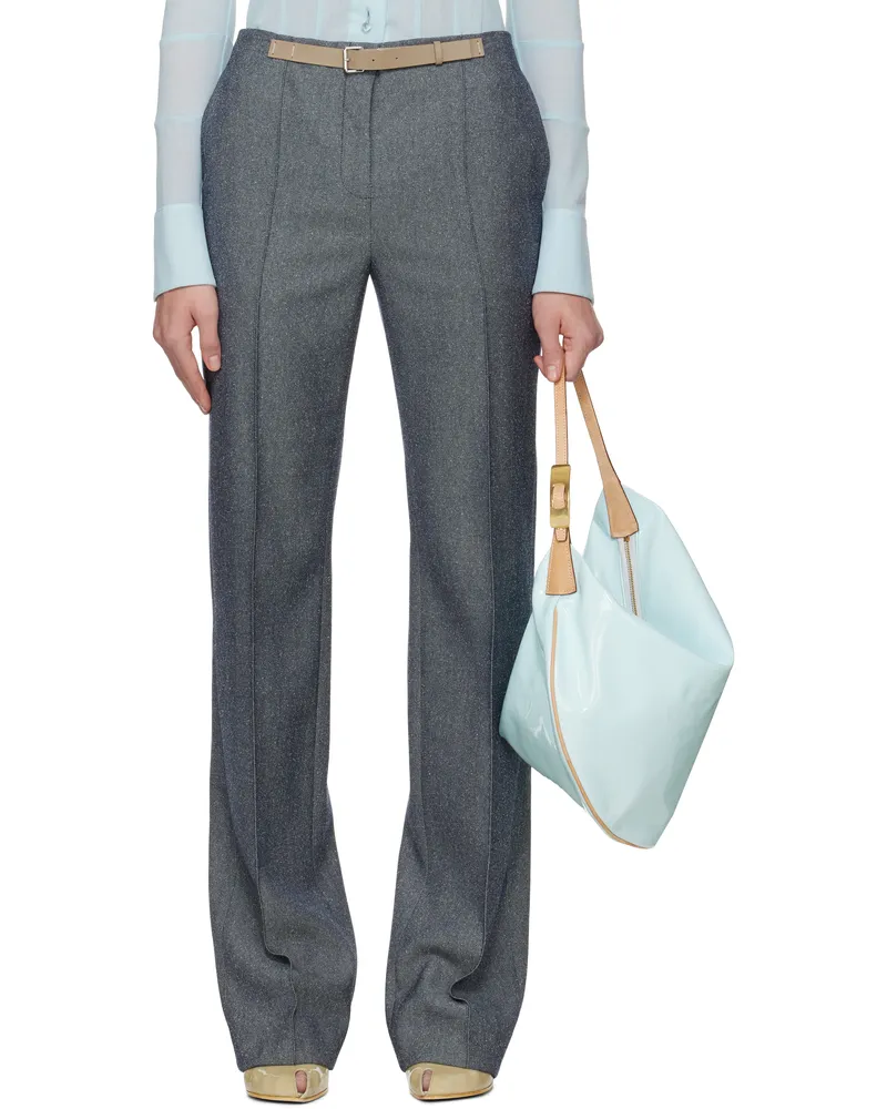 Tory Burch Gray High Waisted Wool Trousers Squid