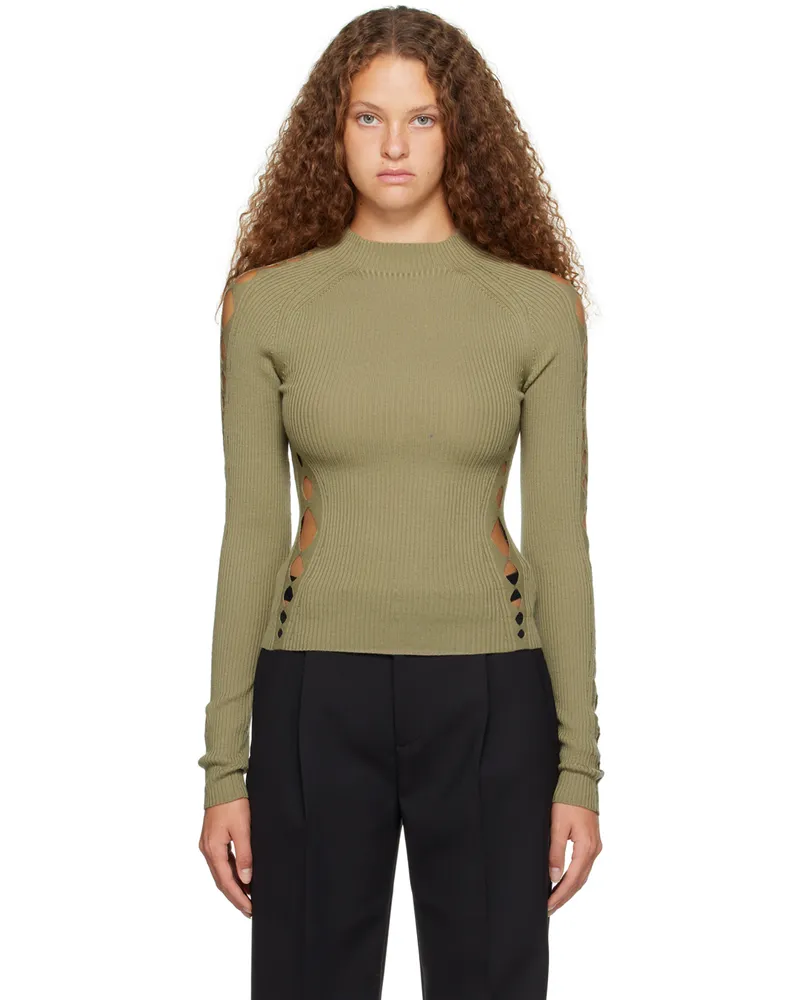 Dion Lee Green Snake Diamond Sweater Sage