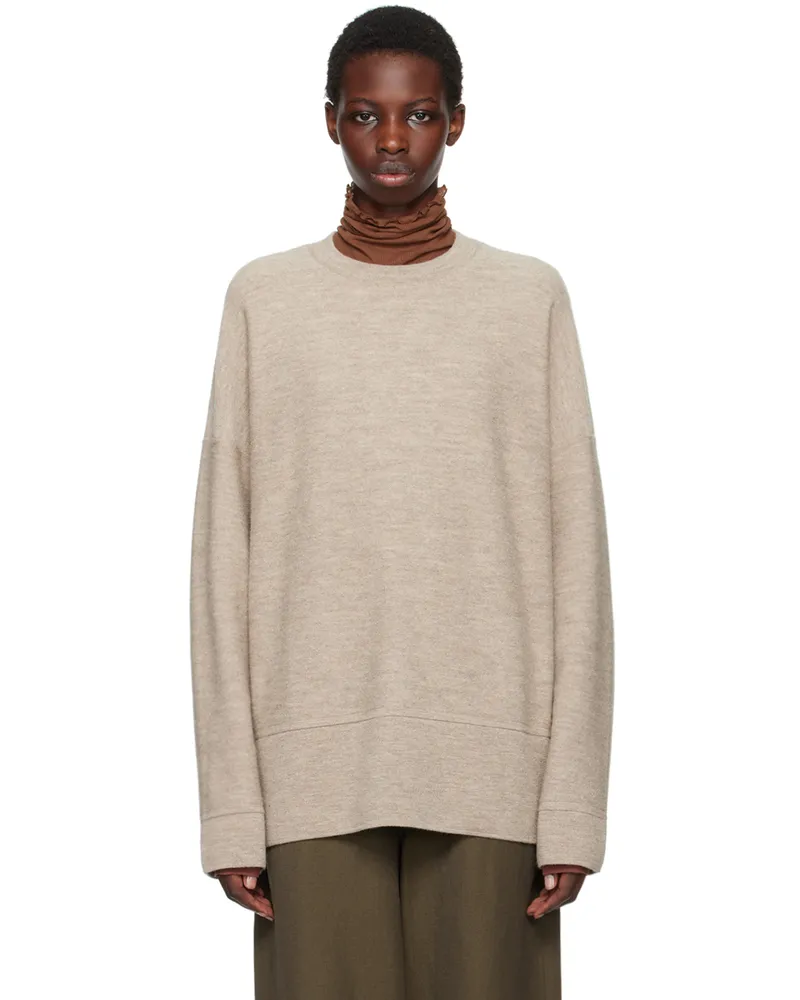 Lauren Manoogian Taupe Oversize Crewneck Sweater D03