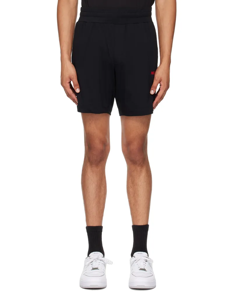 HUGO BOSS Black Printed Logo Shorts Black