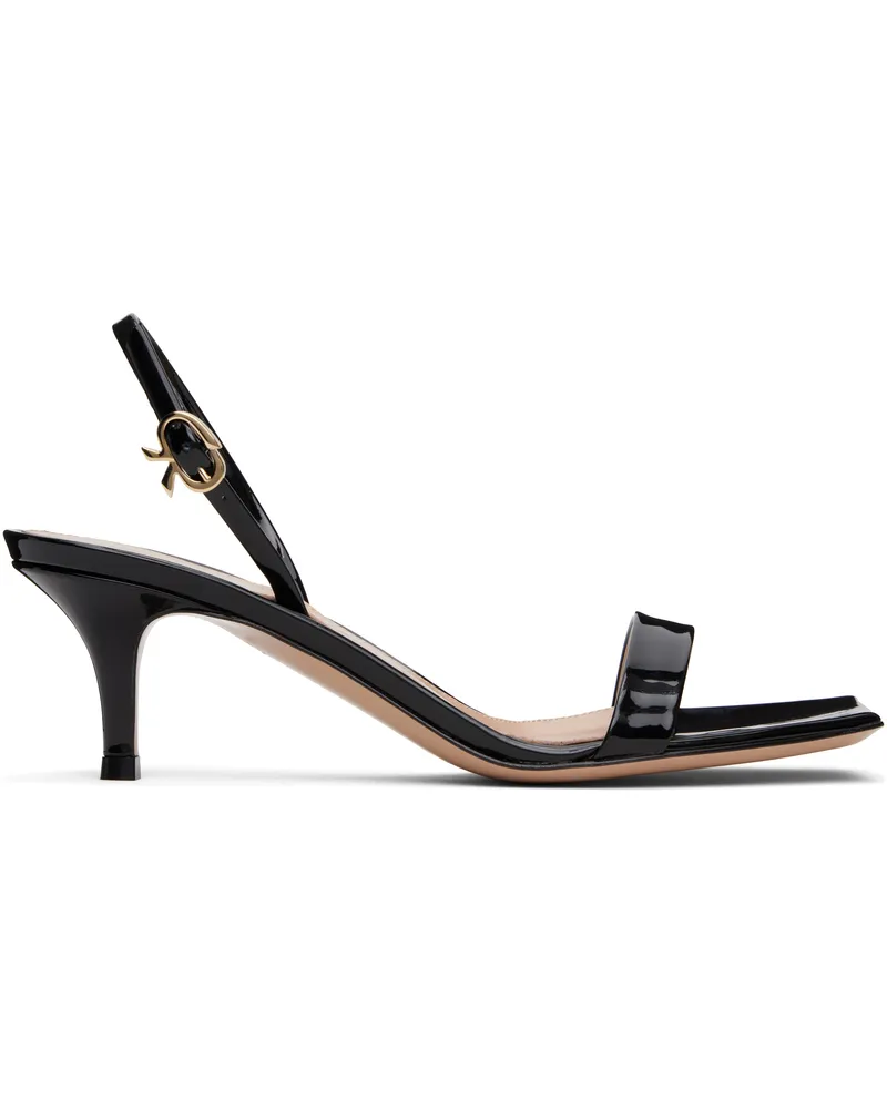 Gianvito Rossi Black Ribbon Kitten Heeled Sandals Black
