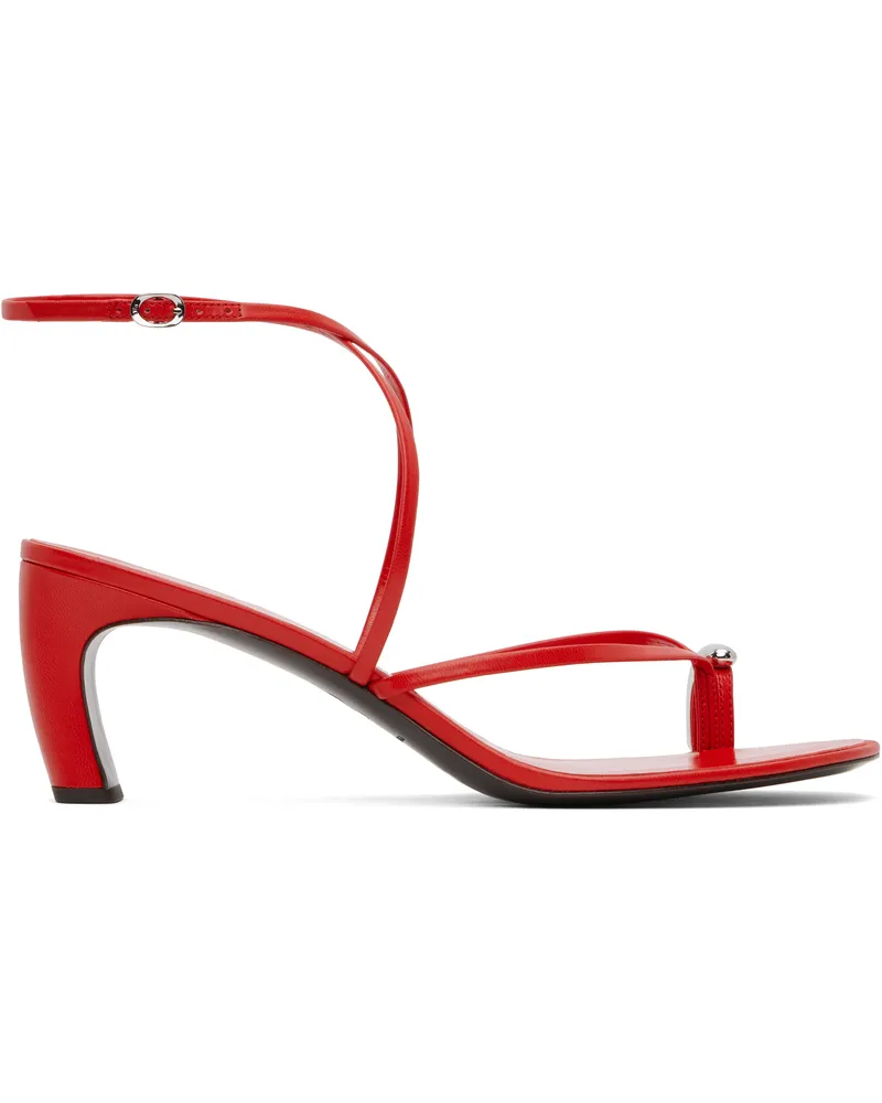 Tory Burch Red Pierced Strappy Heeled Sandals Blazing