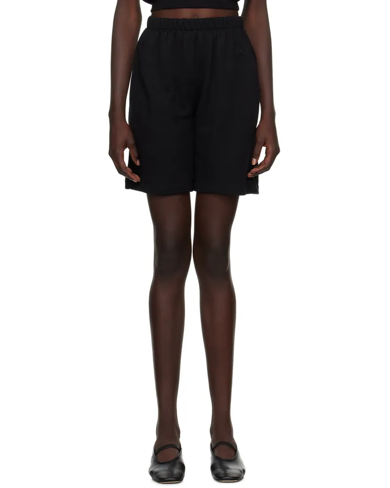 ÉTERNE Black Logo-Embroidered Shorts Black