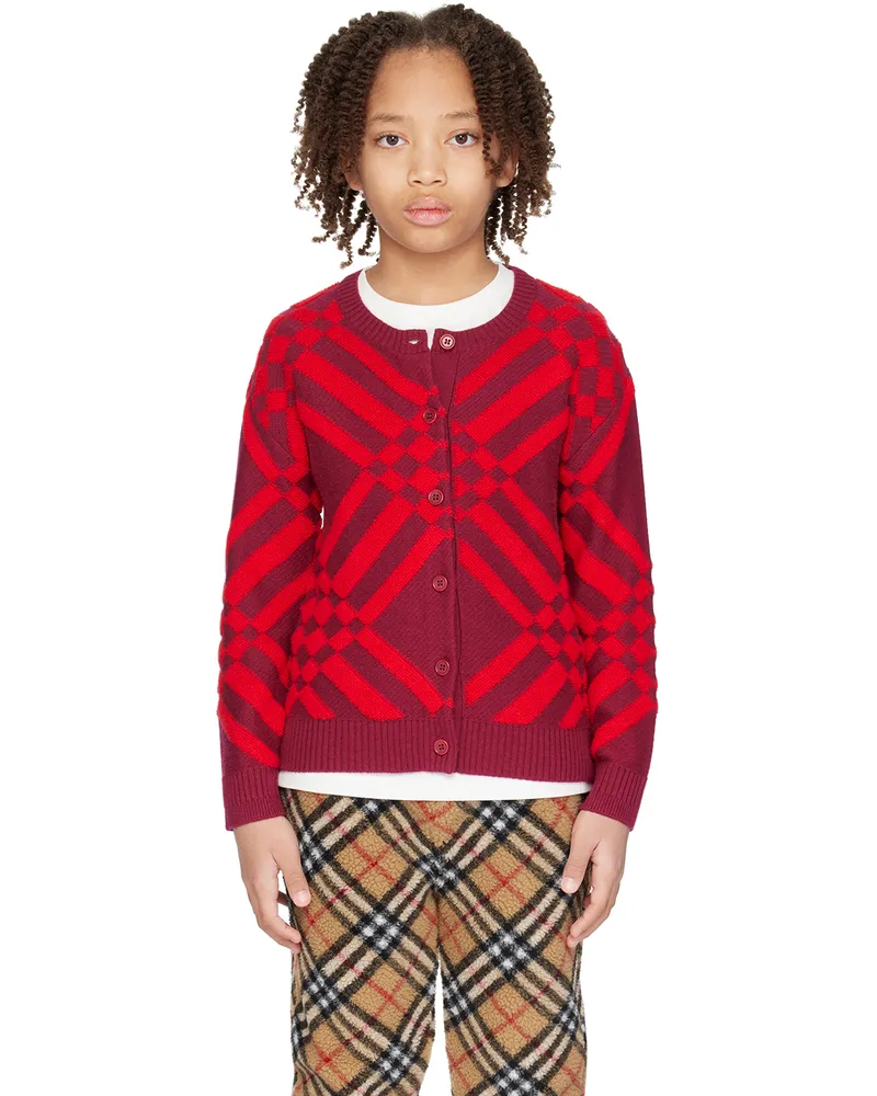 Burberry Kids Red Check Cardigan Ripple