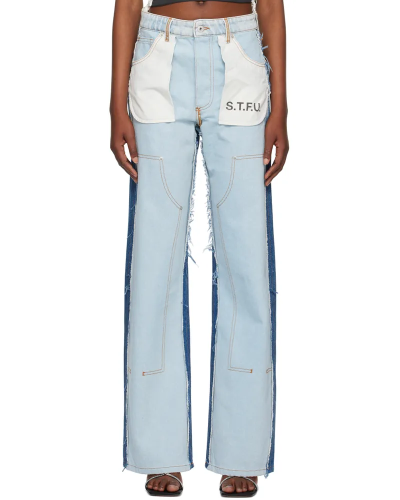 Heron Preston Blue Washed Insideout Carpenter Jeans Indigo