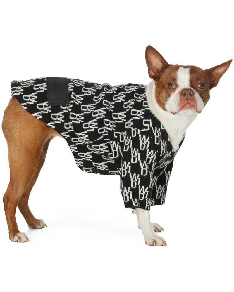 WE 11 DONE SSENSE Exclusive Black & White Jacquard WD1 Logo Cardigan Black