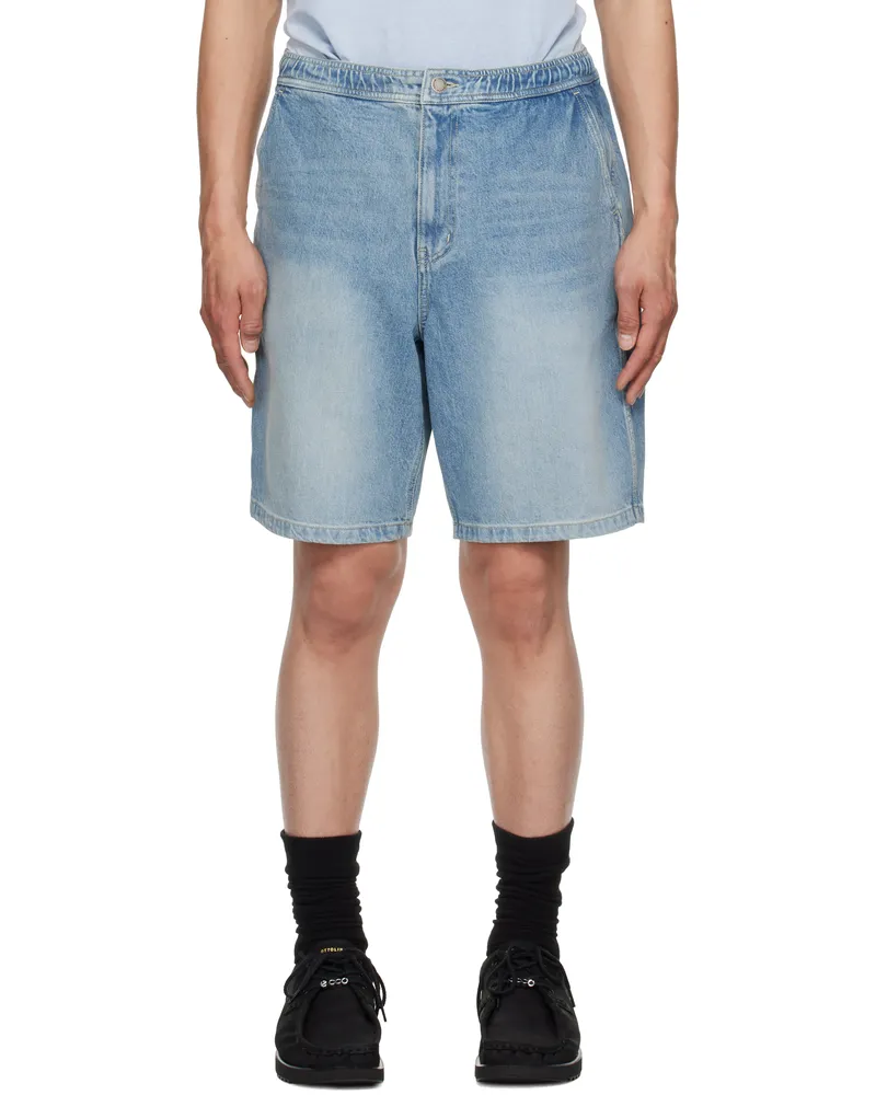 SOLID HOMME Blue Elasticized Waist Denim Shorts 725l