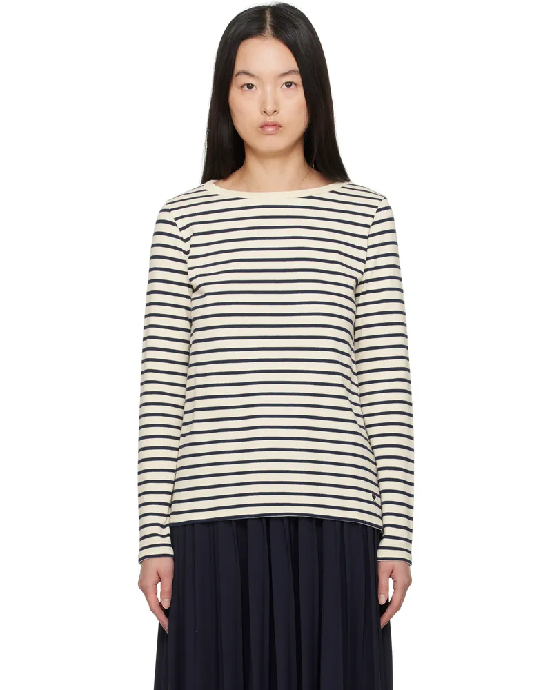 Max Mara Off-White & Navy Erasmo T-shirt 001