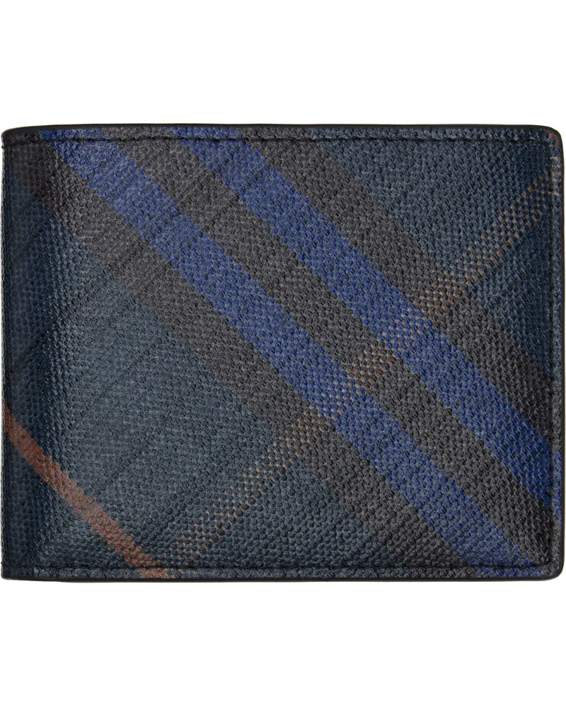 Burberry Navy Check Bifold Wallet Midnight